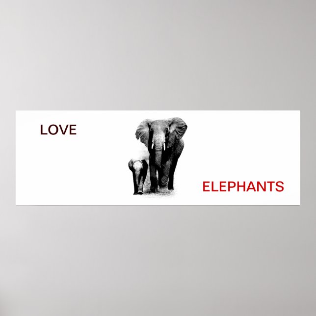 Poster do Elefante do Amor e Elefante do Bebê (Frente)