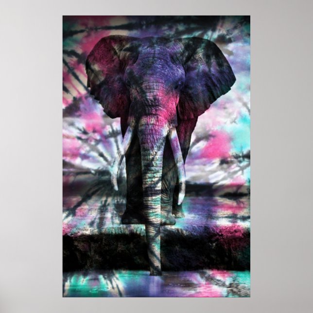 Poster do Elefante Tie-Dye (Frente)