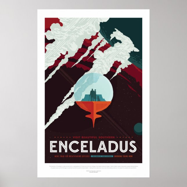 Poster do Espaço Futurístico - Encélado da Lua de  (Frente)