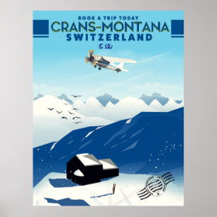 poster do esqui da suiça de crans-montana