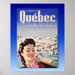 Poster do esqui do vintage, Quebeque, país das