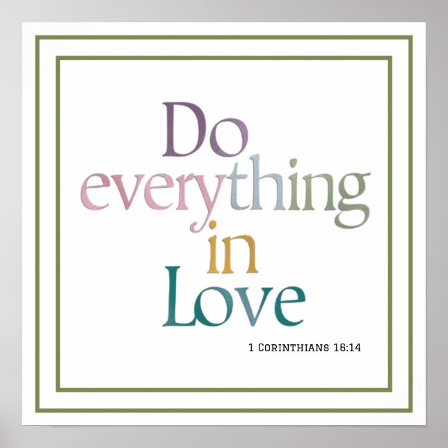 Poster Do Everything In Love Bible Verse Clean Typography (Frente)