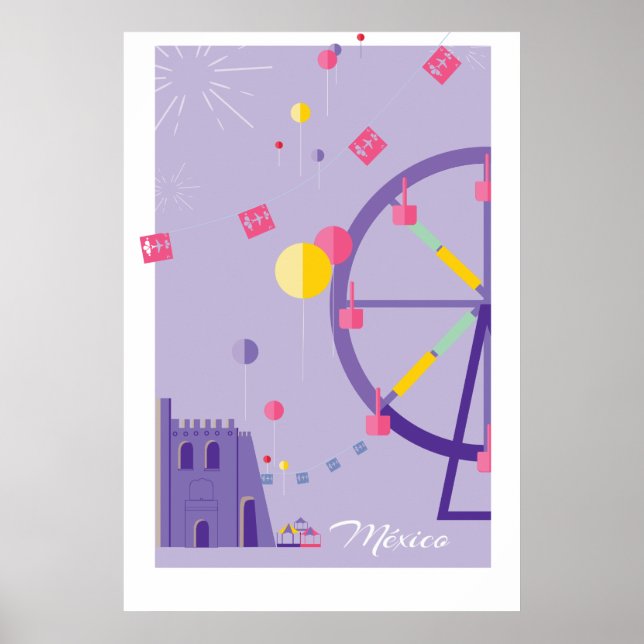 poster do festival de viagem do México colorida ge (Frente)