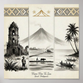 Poster Do Fogo Ao Mar-Bicol Filipinas Sumi-e