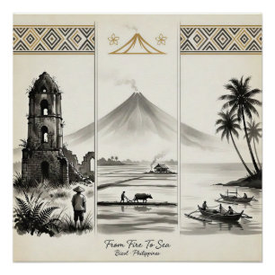 Pôster Do Fogo Ao Mar-Bicol Filipinas Sumi-e