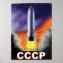 Poster do foguete espacial da União Soviética