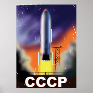 Poster do foguete espacial da União Soviética