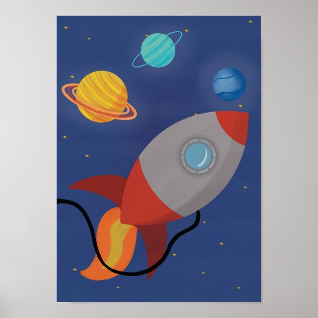 Poster do foguete espacial infantil (Frente)