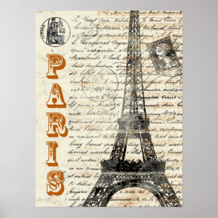 Poster do francês do vintage da torre Eiffel