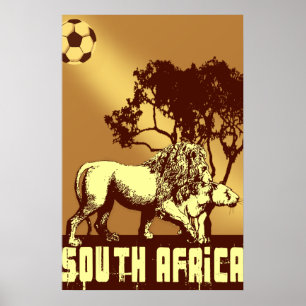 Poster do futebol do safari do leão de África do