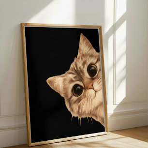 Poster do Gatinho Fofo Espiando com Olhos Grandes