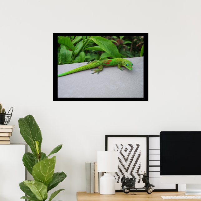 Pôster do Gecko Diurno Poeira Dourada (Escritório em casa)