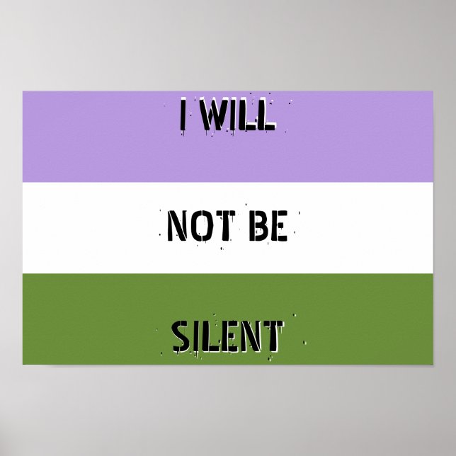 Poster do Genderqueer "Não Ficarei Silencioso" (Frente)