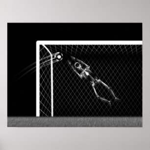 PÔSTER DO GOALIE DE ESQUELETO DO FUTEBOL DO RAIO X PRETO