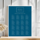 Poster do Gráfico de Assentos do Bar Azul Mitzvah<br><div class="desc">Adicione um detalhe especial à recepção do bar mitzvah do seu filho com o nosso assento de marinho azul e branco,  moderno e elegante. Este poster de plano de assentos apresenta uma vibração mínima,  casual e divertida. Personalize-o adicionando todos os nomes de convidado e informações de evento.</div>