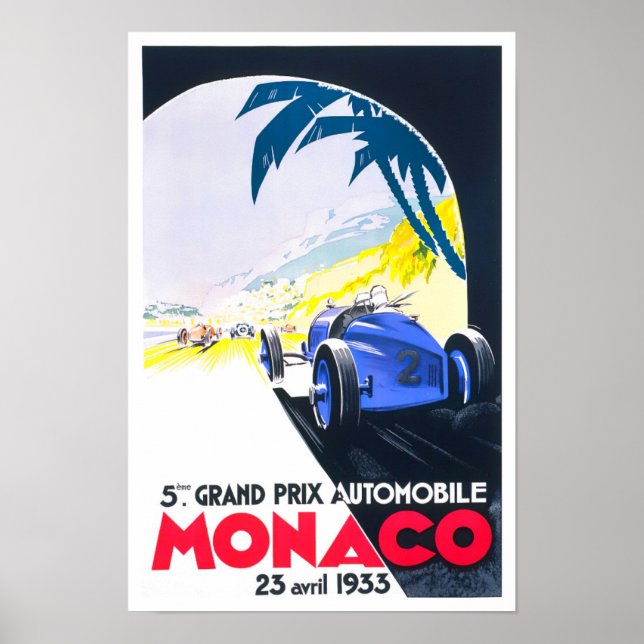 poster do Grande Prêmio de Mônaco de 1933 (Frente)