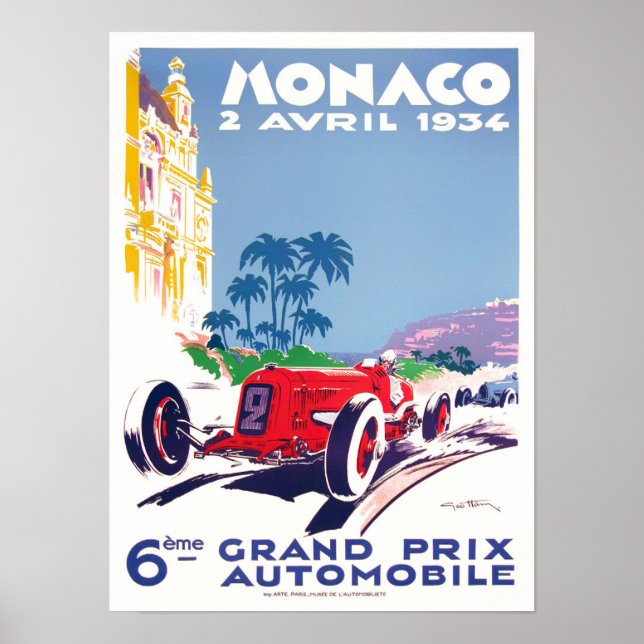 poster do Grande Prêmio de Mônaco de 1934 (Frente)