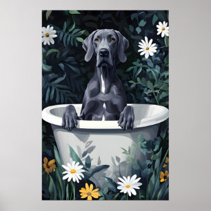 Poster do Great Dane na Banheira, Poster Divertido
