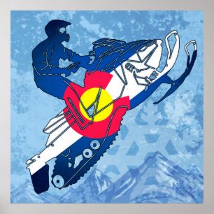 Poster do grunge do snowmobile da bandeira de