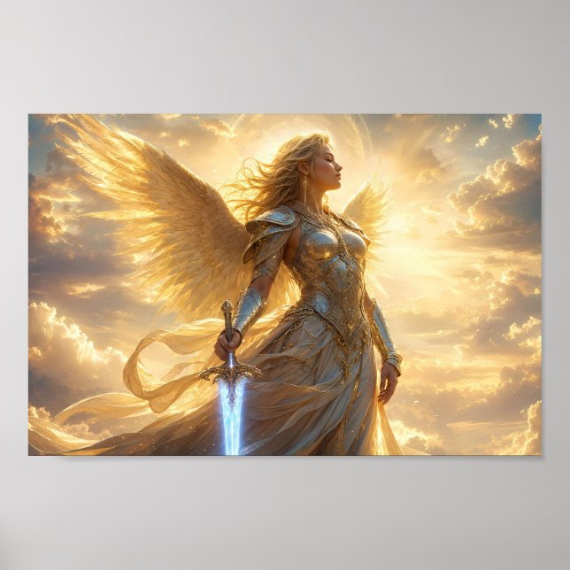 Poster do Guerreiro Alado Celestial Luminoso (Frente)