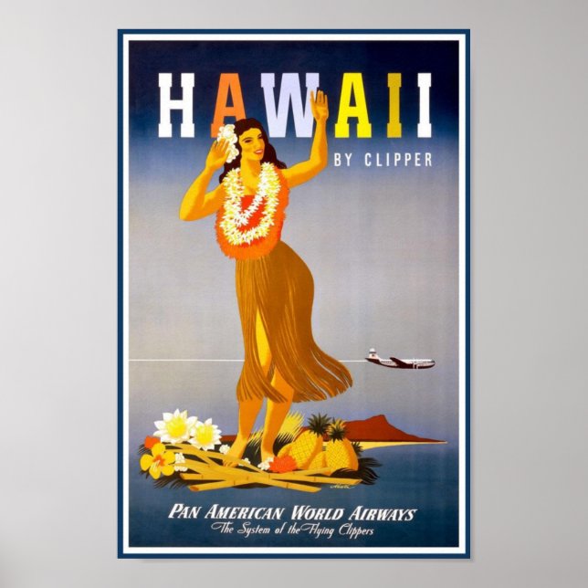 Poster do Havaí - Anúncio Vintage (Frente)