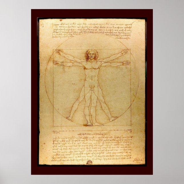 Poster do Homem Cósmico da Vinci (Frente)