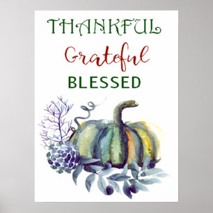 Poster do impressão da arte da abóbora da aguare