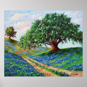 Pôster Do "impressão da estrada Bluebonnet"