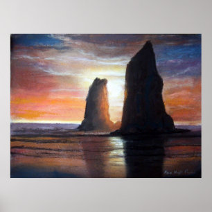 Poster do impressão Pastel da praia do canhão da