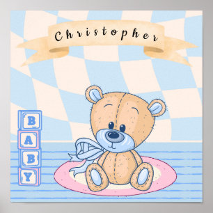 Poster do infantário personalizado do urso de pelú