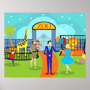 Poster do jardim zoológico do vintage