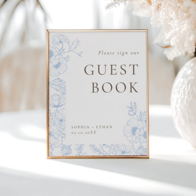 Poster do Livro Convidado de Arte Floral Azul Fran (Criador carregado)