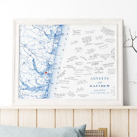 Poster do Livro de Convidado do Mapa de Casamento
