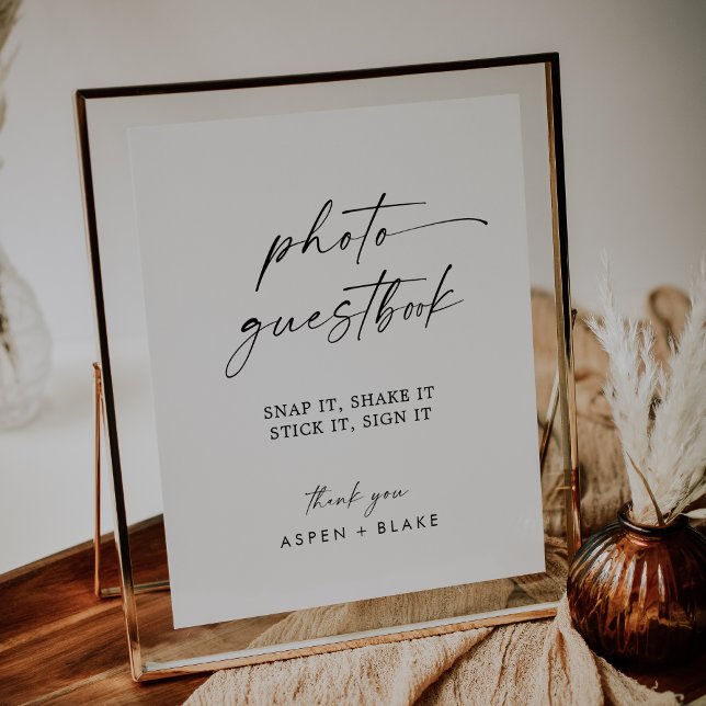 Poster do Livro de Convidados de Fotos de Script M (Modern Script Wedding Photo Guest Book Poster)