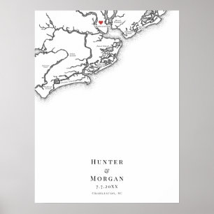 Poster do Livro Guest do Mapa Elegante de Casament