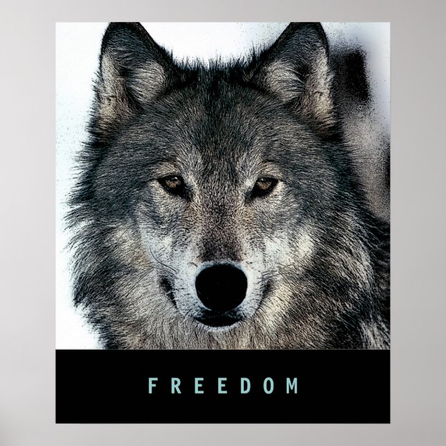 Poster do Lobo da Liberdade Motivacional Moderno (Frente)