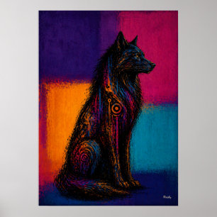 Poster do Lobo Preto Expressionista em Campos de C
