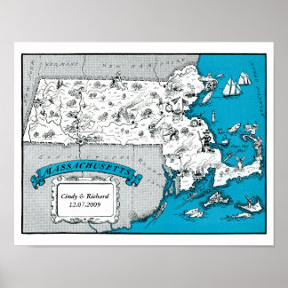Poster do Map Wall Art do Massachusetts State