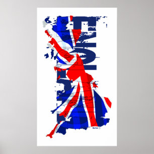 Poster do mapa 02 da bandeira de Inglaterra