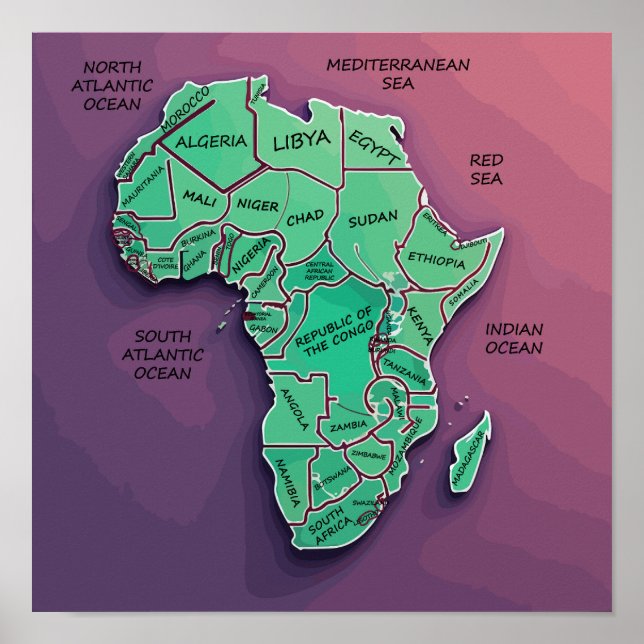 Poster do mapa africano (Frente)
