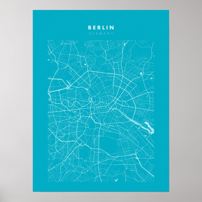 Poster do Mapa da Cidade Azul de Berlim (Frente)