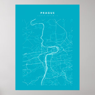 Poster do Mapa da Cidade Azul Luz de Praga