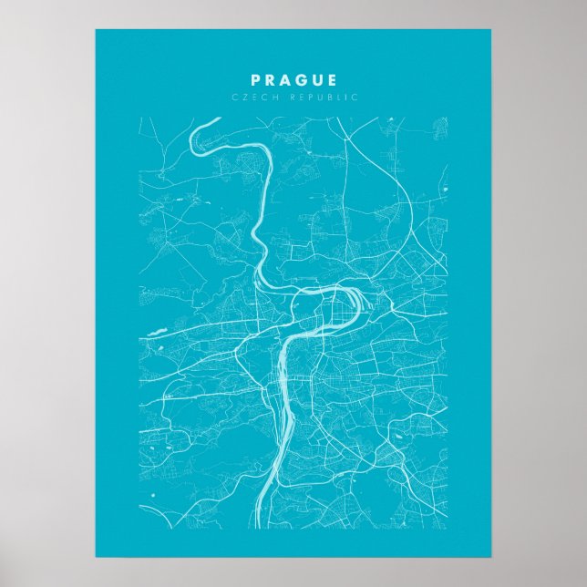 Poster do Mapa da Cidade Azul Luz de Praga (Frente)