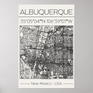 Pôster do Mapa da Cidade de Carvão de Albuquerque
