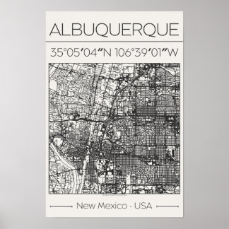 Pôster do Mapa da Cidade de Carvão de Albuquerque