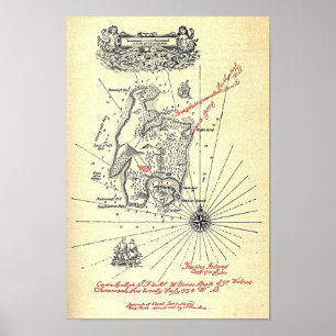 Pôster Do "mapa da ilha tesouro "