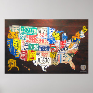 Poster do mapa da matrícula dos Estados Unidos