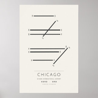 Pôster do Mapa da Pista de Chicago O'Hare ORD | Mi