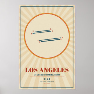 Poster do Mapa da Pista do Aeroporto LAX de Los An