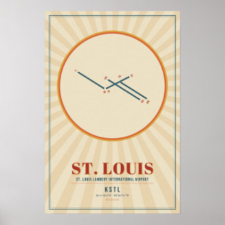 Pôster do Mapa da Pista do Aeroporto STL de St. Lo
